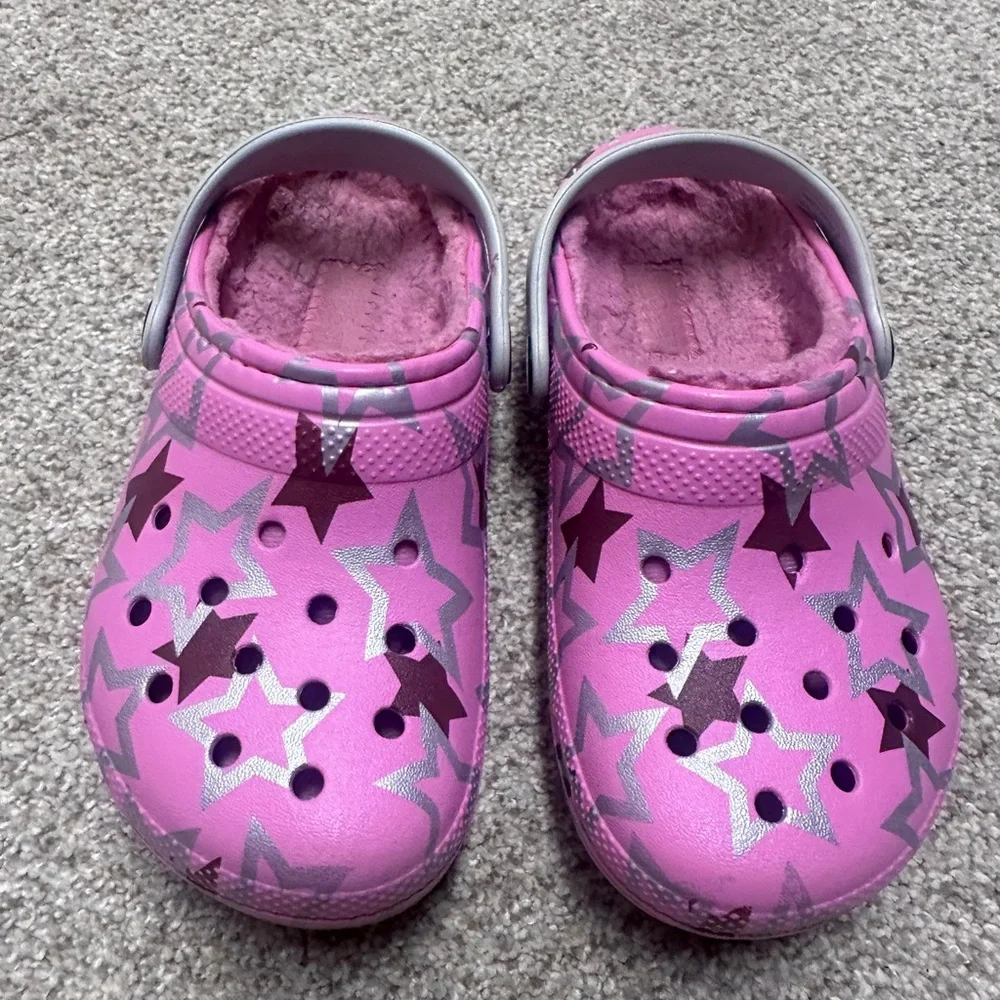 Little Kids Pink Star Pattern Crocs SZ 12